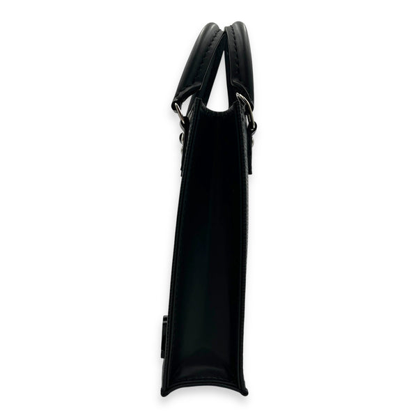 Sac Plat Tote Bag Black in Epi Leather, Silver hardware