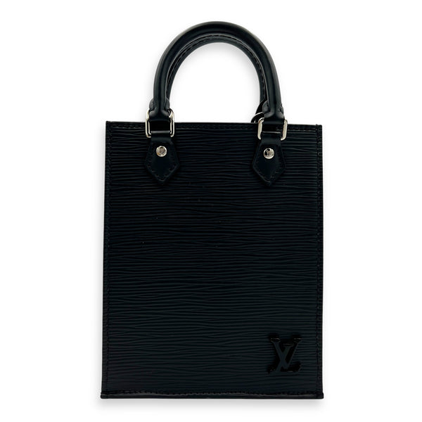 Sac Plat Tote Bag Black in Epi Leather, Silver hardware