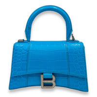 Balenciaga Hourglass Top Handle Bag XS Blue in Calfskin , Silver Hardware_1