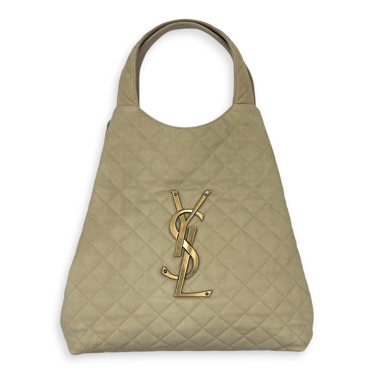 ICare Tote Bag Beige in Nubuck suede, Gold hardware