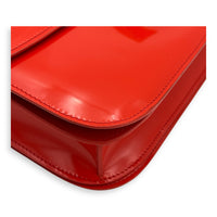 Box Medium Red Shoulder Bag in Patent Leather, Silver hardware
