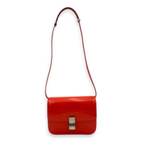 Box Medium Red Shoulder Bag in Patent Leather, Silver hardware