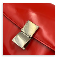 Box Medium Red Shoulder Bag in Patent Leather, Silver hardware