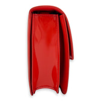 Box Medium Red Shoulder Bag in Patent Leather, Silver hardware
