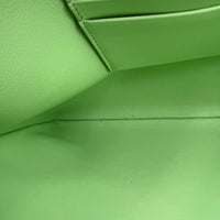 Zip Pouch Green in Calfskin, Silver hardware