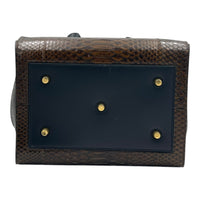 Tie Bag Top Handle Bag Brown in Snakeskin, Gold hardware