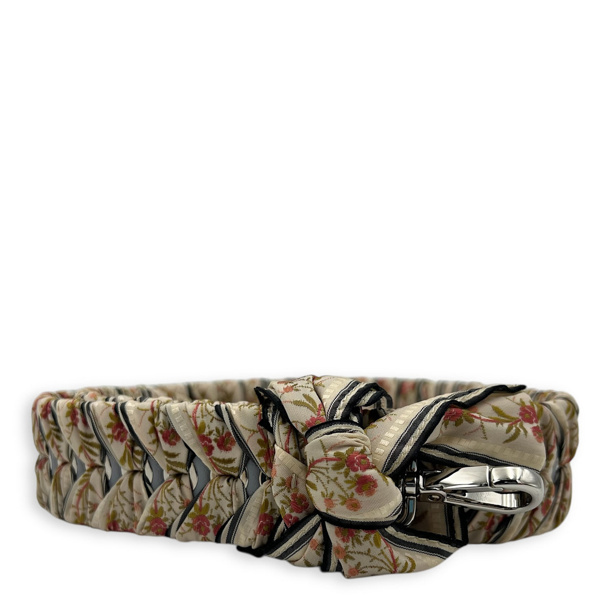 Braided Bag Strap Multi-colour in Calfskin & Fabric, Silver hardware