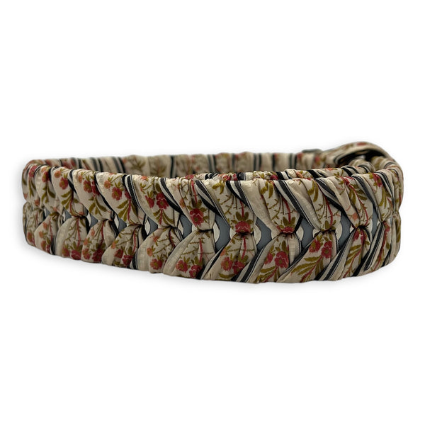 Braided Bag Strap Multi-colour in Calfskin & Fabric, Silver hardware
