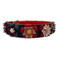 Flowers Stud Bag Strap Multi-colour in Calfskin, Silver hardware