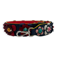 Flowers Stud Bag Strap Multi-colour in Calfskin, Silver hardware