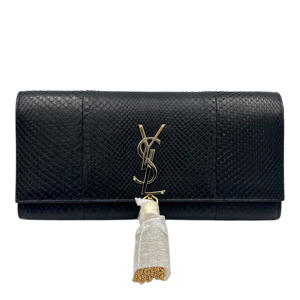 Kate Clutch Black in Python Leather, Gold hardware
