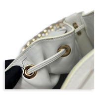 Paradise Bubble Bucket Bag White in Calfskin, Gold hardware
