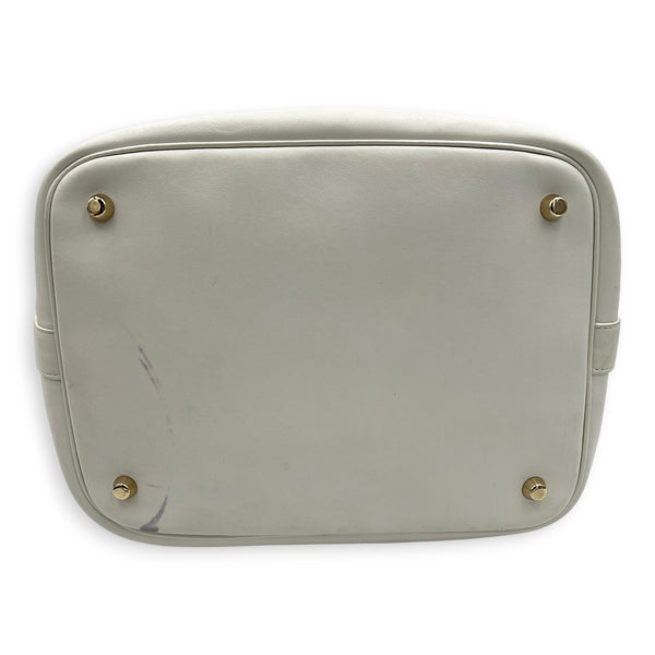 Paradise Bubble Bucket Bag White in Calfskin, Gold hardware