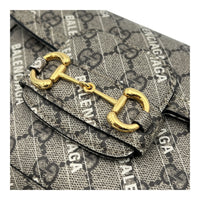 Horsebit 1955 Beige Shoulder Bag in Coated Canvas, Gold hardware