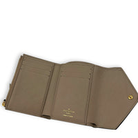 Victorine Wallet Beige in Empreinte Leather, Gold hardware
