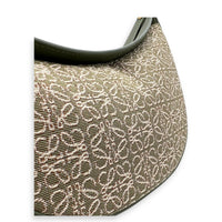 Luna Mini Green Shoulder Bag in Canvas and leather, Gold hardware