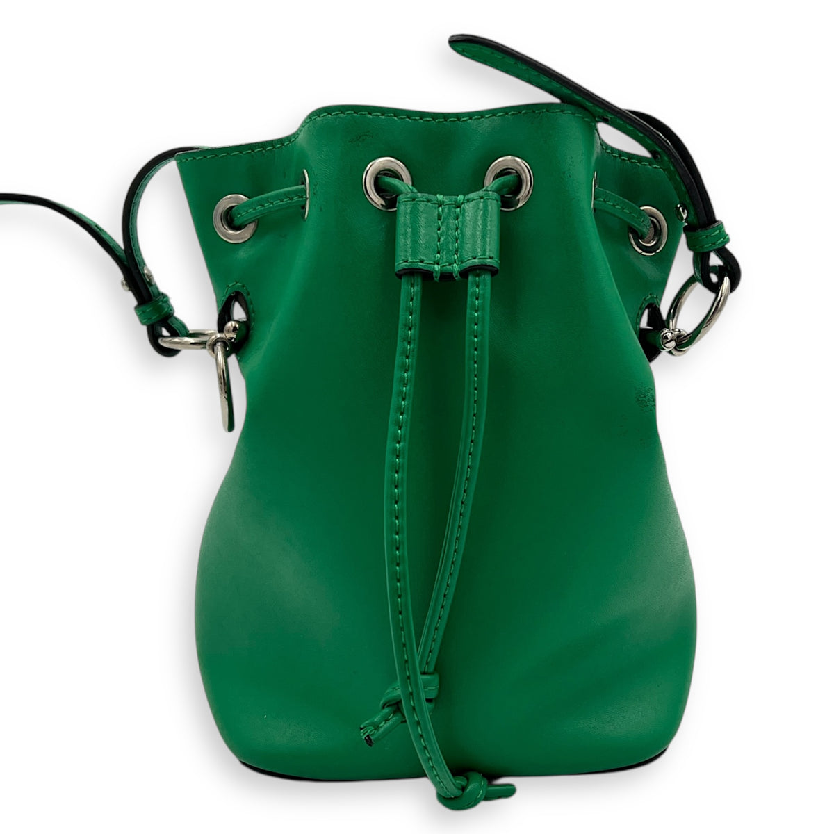 Mon Tresor Bucket Bag Green in Calfskin, Silver hardware