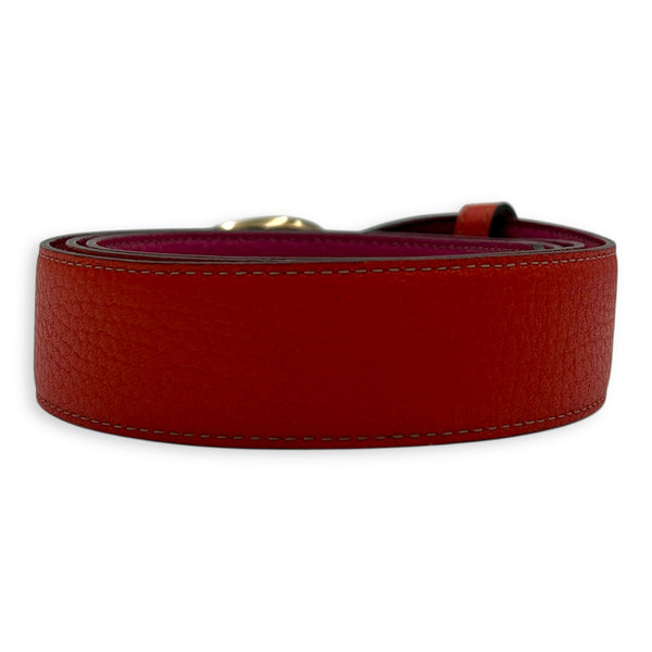 Logo Red/Pink Belt in Calfskin, Gold hardware