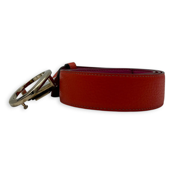 Logo Red/Pink Belt in Calfskin, Gold hardware