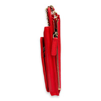 CC Phone Holder Red in Caviar Leather, Gold hardware