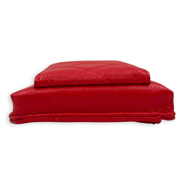 CC Phone Holder Red in Caviar Leather, Gold hardware