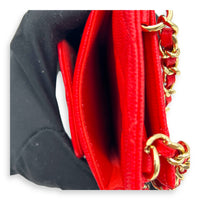 CC Phone Holder Red in Caviar Leather, Gold hardware