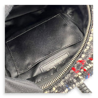 Astronaut Essentials Black Backpack in Tweed, Silver hardware