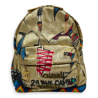 Grafitti Gold Backpack in Canvas, Gold hardware