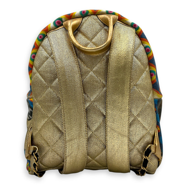 Grafitti Gold Backpack in Canvas, Gold hardware