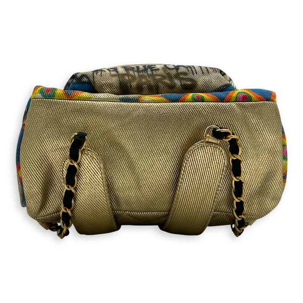 Grafitti Gold Backpack in Canvas, Gold hardware