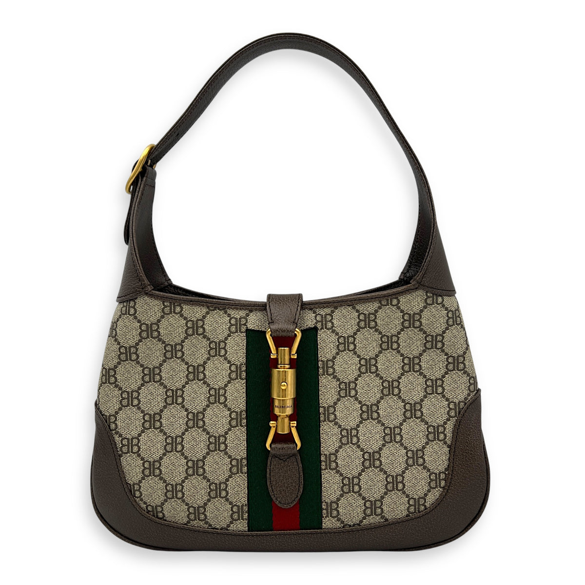 The hacker project JACKIE Top Handle Bag Brown in Coated Canvas, Brushed Gold hardware