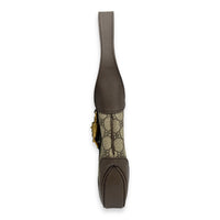 The hacker project JACKIE Top Handle Bag Brown in Coated Canvas, Brushed Gold hardware