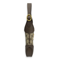 The hacker project JACKIE Top Handle Bag Brown in Coated Canvas, Brushed Gold hardware