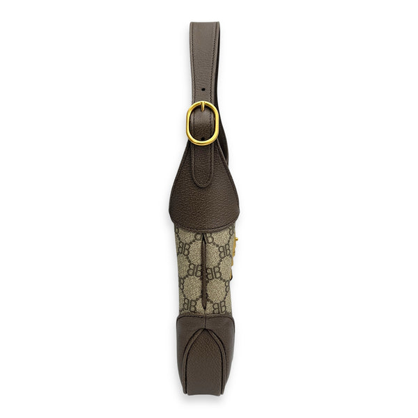 The hacker project JACKIE Top Handle Bag Brown in Coated Canvas, Brushed Gold hardware