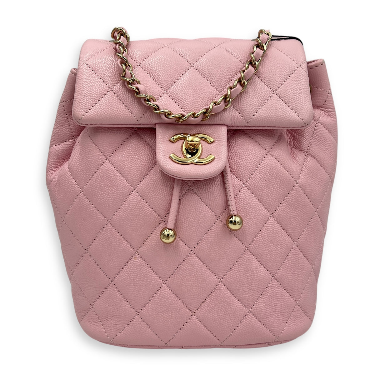 Urban Spirit Backpack Pink in Caviar Leather, Gold hardware