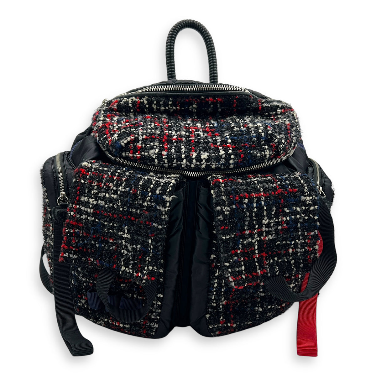 Astronaut Backpack Black in Nylon, Silver hardware