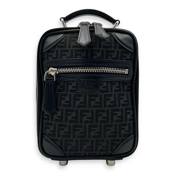 FF Crossbody Bag Black in Jacquard, Silver hardware