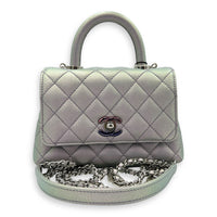 Coco Top Handle Bag Purple in Caviar Leather, Silver hardware