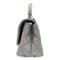 Coco Top Handle Bag Purple in Caviar Leather, Silver hardware