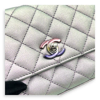 Coco Top Handle Bag Purple in Caviar Leather, Silver hardware