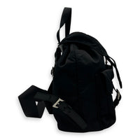 Logo Backpack Black in Nylon, Silver hardware