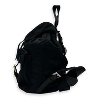 Logo Backpack Black in Nylon, Silver hardware
