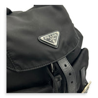 Logo Backpack Black in Nylon, Silver hardware
