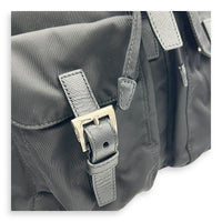 Logo Backpack Black in Nylon, Silver hardware