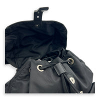Logo Backpack Black in Nylon, Silver hardware