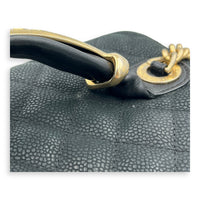 Globe Trotter Top Handle Bag Black in Caviar Leather, Gold hardware