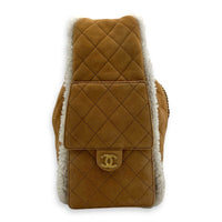 C25 Hobo Medium Brown Shoulder Bag in Shearling, Gold hardware