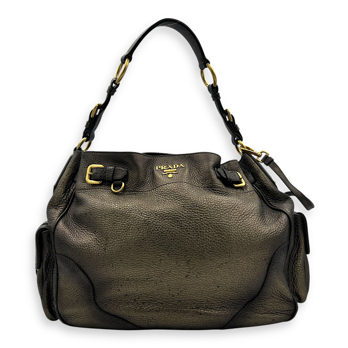 Vit Daino Green Shoulder Bag in Calfskin, Gold hardware