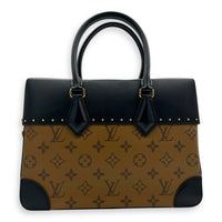 City Malle Top Handle Bag MM Brown in Coated Canvas, Gold hardware
