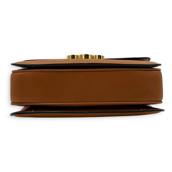 Triomphe Teen Khaki and Brown Shoulder Bag in Canvas, Gold hardware